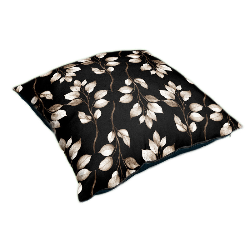 Brown Drawn Leaves on Black Luxury Scatter by Mark van Vuuren