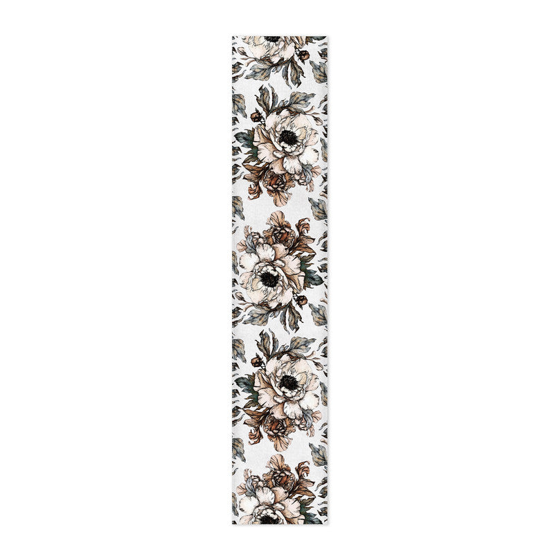 Brown Gravite Drawn Flowers Table Runner by Mark van Vuuren