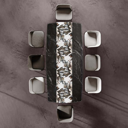Brown Gravite Drawn Leaves Table Runner by Mark van Vuuren