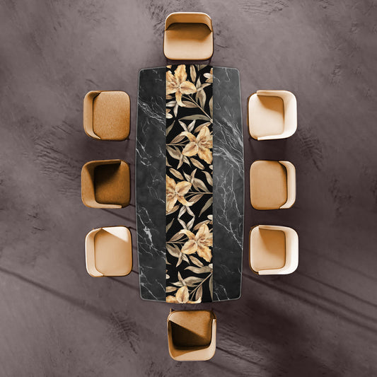 Brown Lily Flower on Black Table Runner  By Mark Van Vuuren