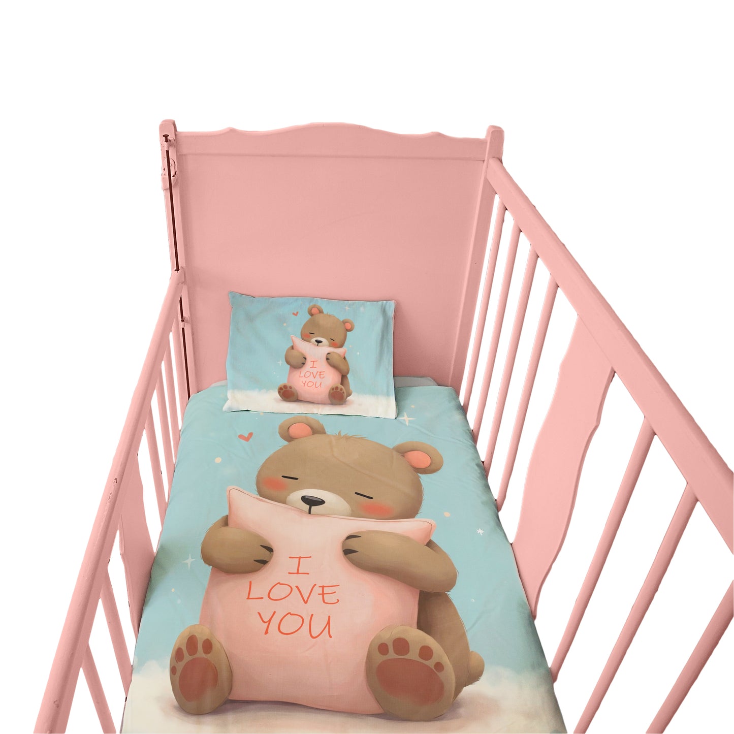 Brown Bear Loves You Cot Set