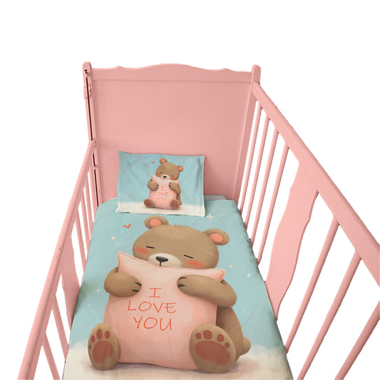 Brown Bear Loves You Cot Set