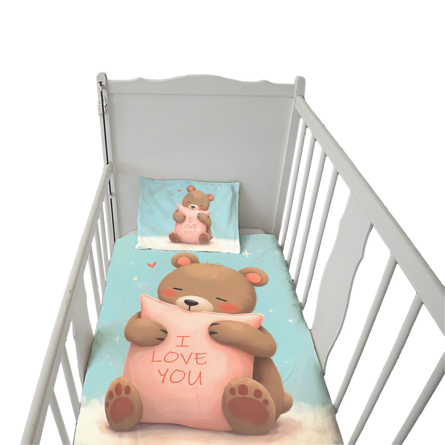 Brown Bear Loves You Cot Set