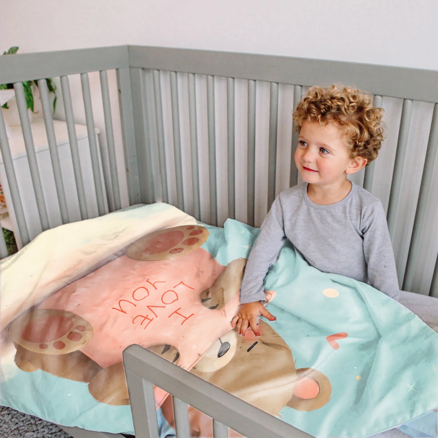 Brown Bear Loves You Cot Set