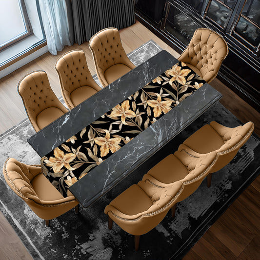 Brown Lily Flower on Black Table Runner  By Mark Van Vuuren