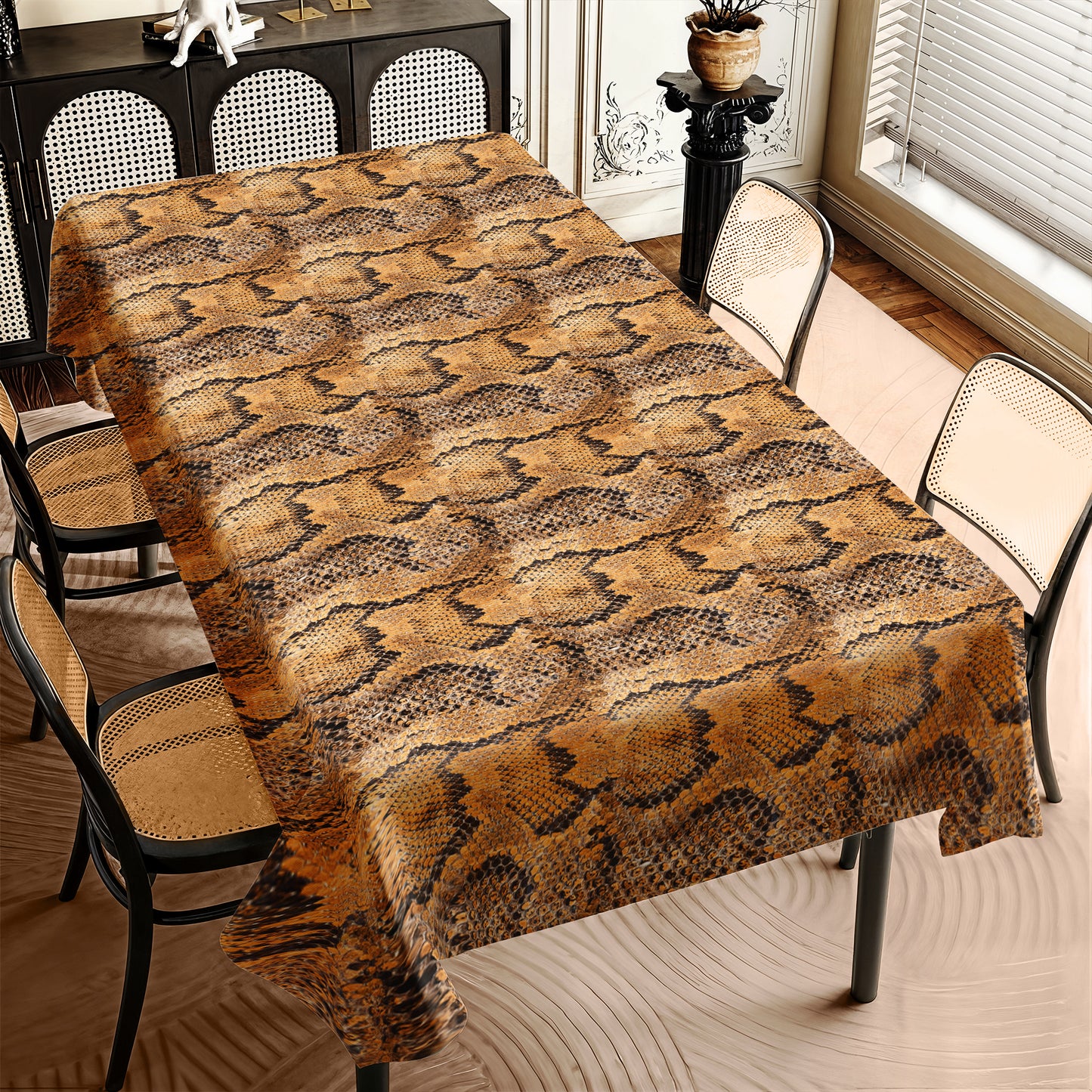 Brown Snake Skin Rectangle Tablecloth