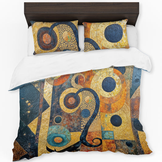 Brown & Blue Embrace of Patterns Duvet Cover Set