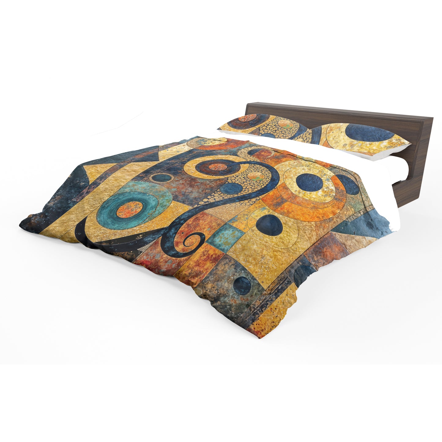 Brown & Blue Embrace of Patterns Duvet Cover Set