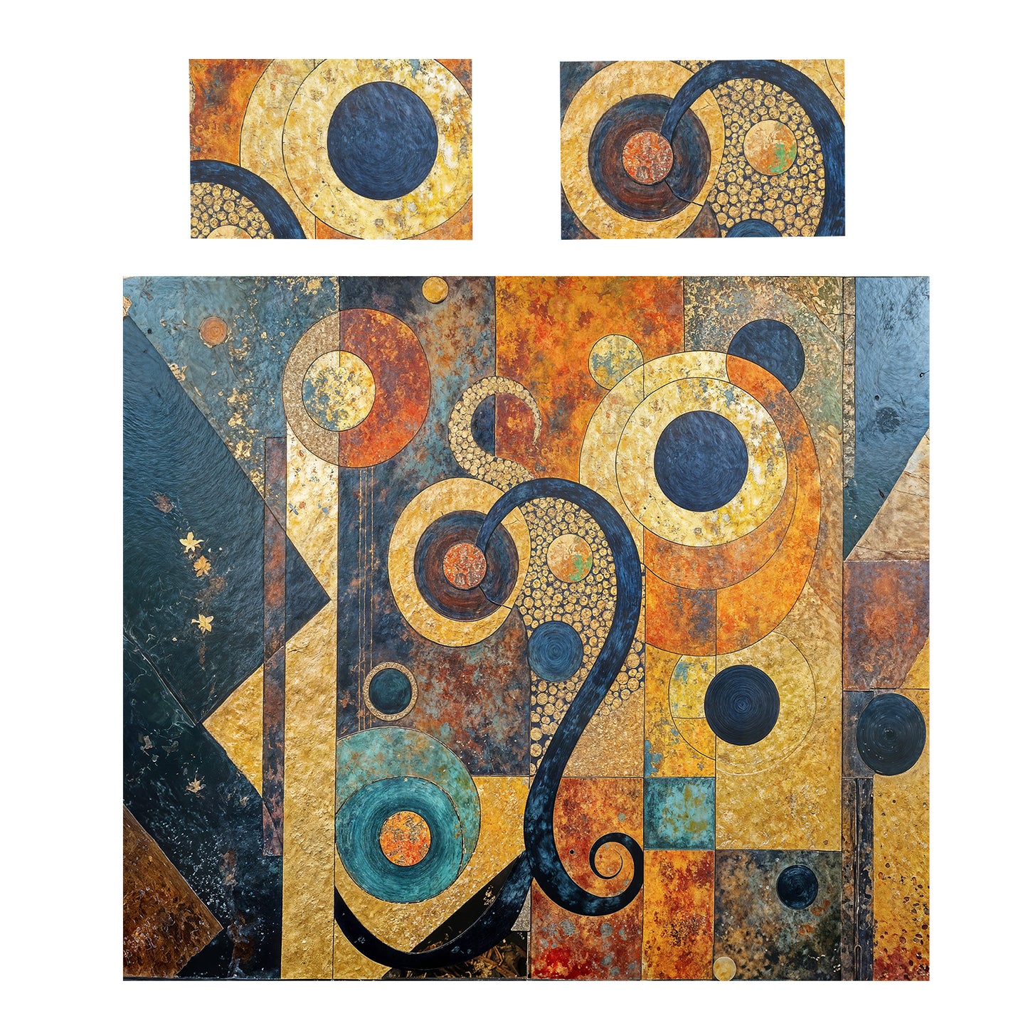 Brown & Blue Embrace of Patterns Duvet Cover Set