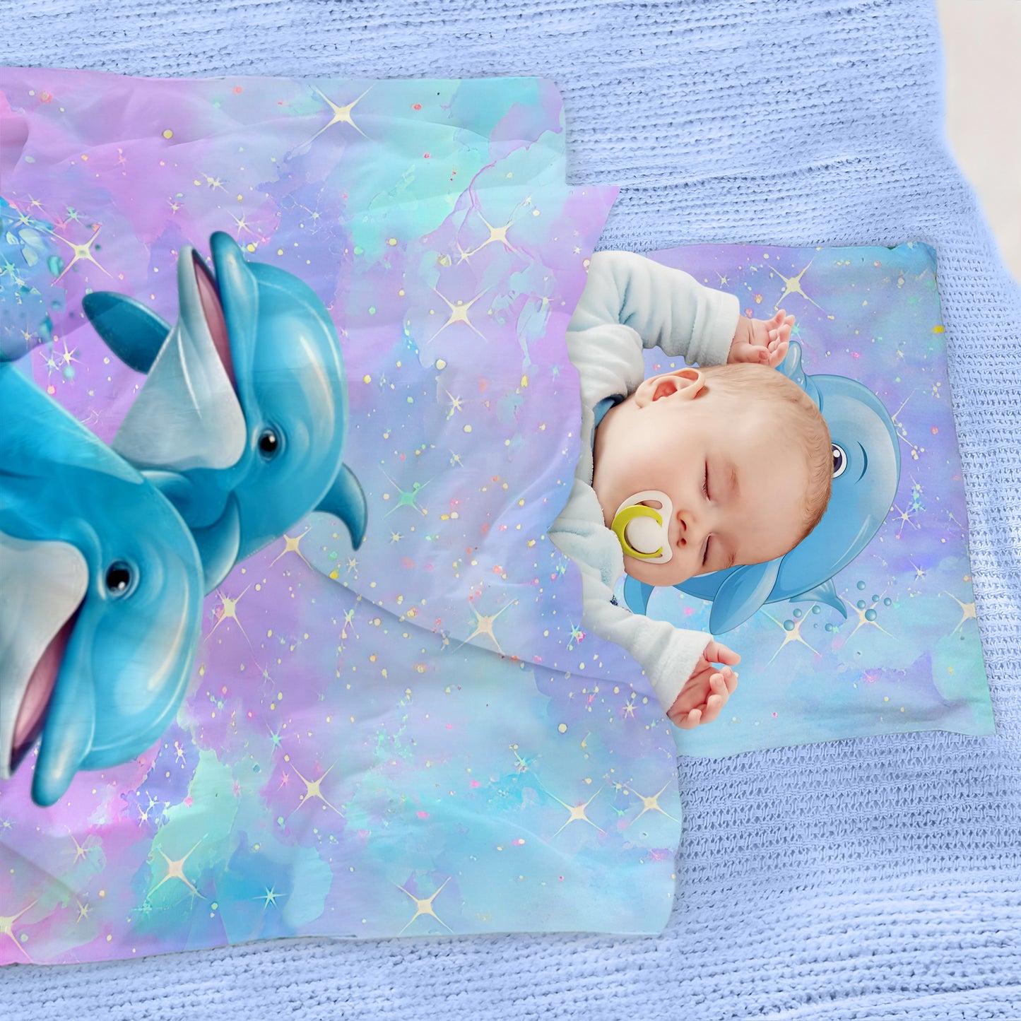 Bubble Dolphin Cot Set