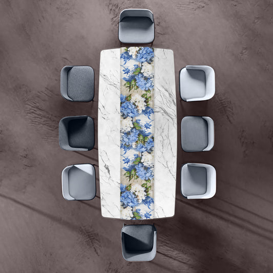 Bunch of Blue Hydrangeas By Stella Bruwer Table Runner