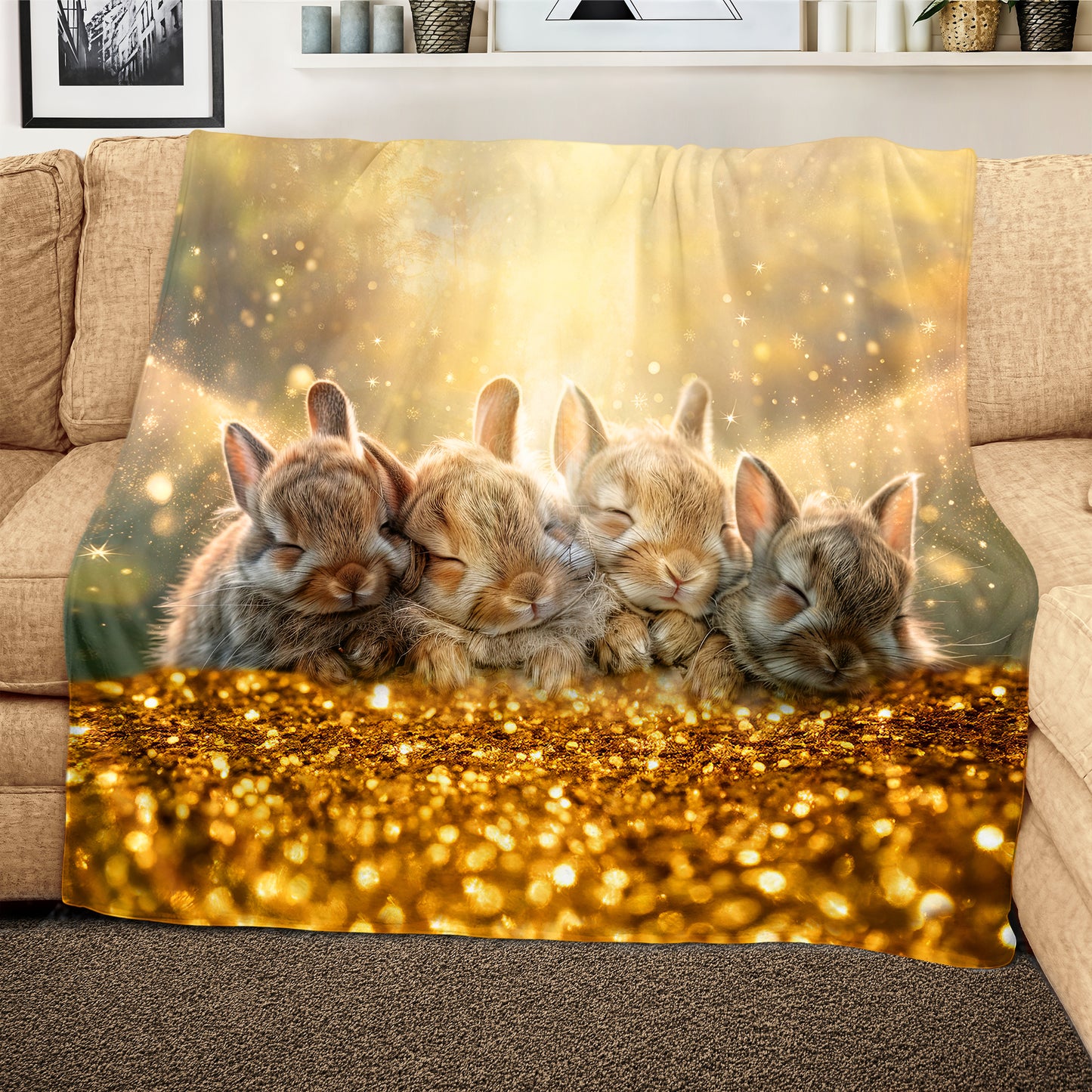 Bunny Glitter Light Weight Fleece