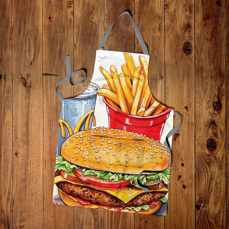 Burger and Chips Medium Length Apron
