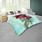 Burgundy Bloom on Aqua Duvet Cover Set