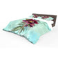 Burgundy Bloom on Aqua Duvet Cover Set