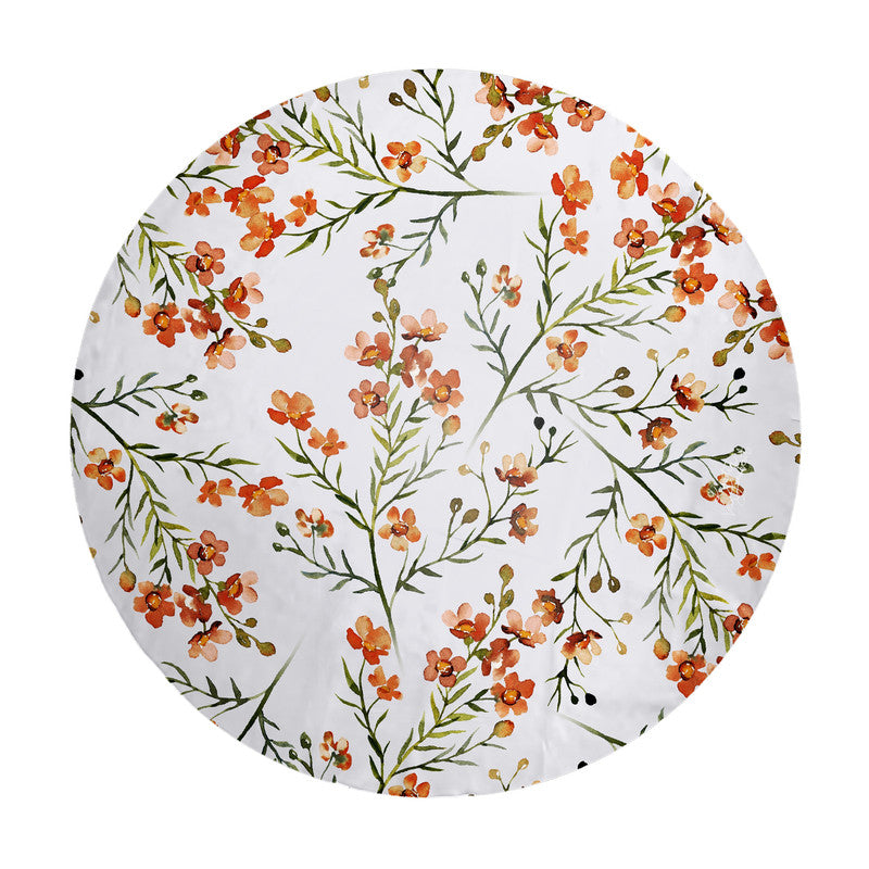 Burnt Orange Flower Blossom Vines Round Tablecloth by Mark van Vuuren