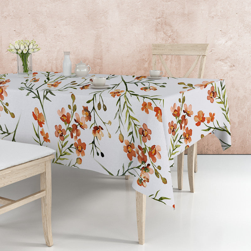 Burnt Oranges Flower Blossoms Rectangle Tablecloth by Mark van Vuuren