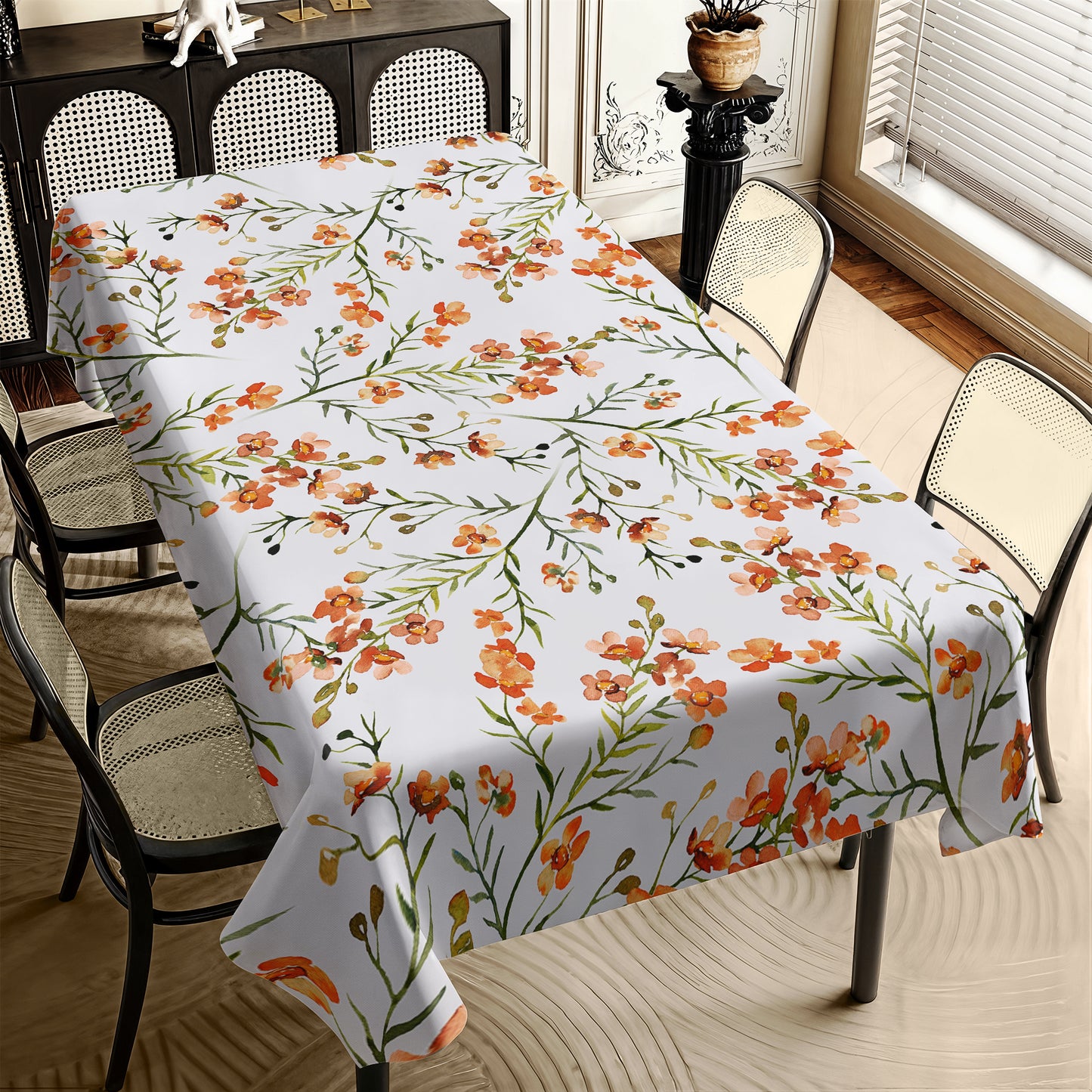 Burnt Oranges Flower Blossoms Rectangle Tablecloth by Mark van Vuuren