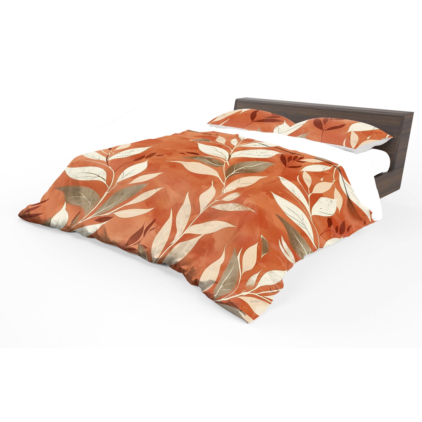 Burnt Orange with Leaves Duvet Cover Set by Wikus Schalkwyk