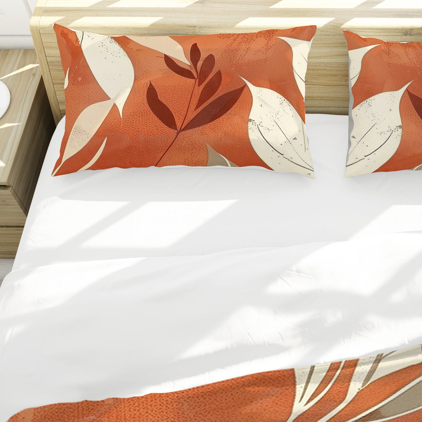 Burnt Orange with Leaves Duvet Cover Set by Wikus Schalkwyk
