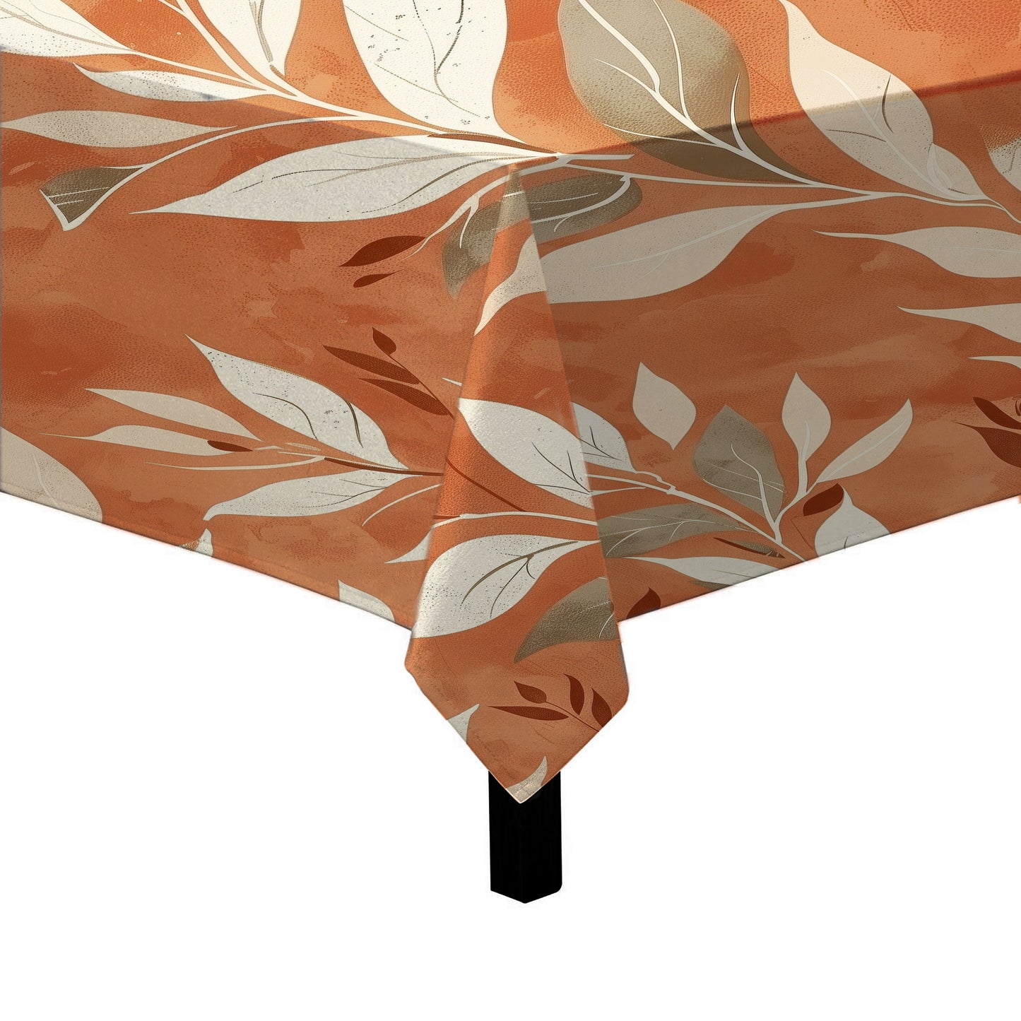 Burnt Orange with Leaves Square Tablecloth by Wikus Schalkwyk