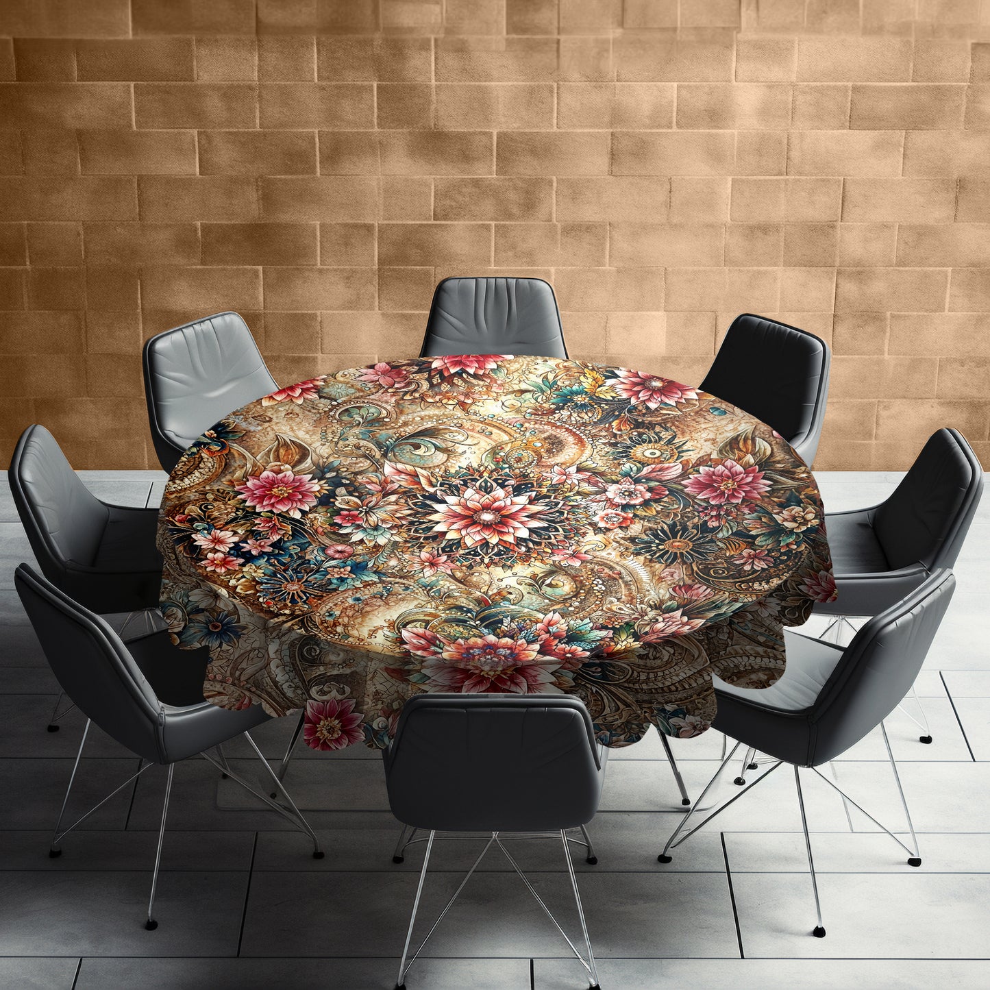 Busy Pattern Round Tablecloth