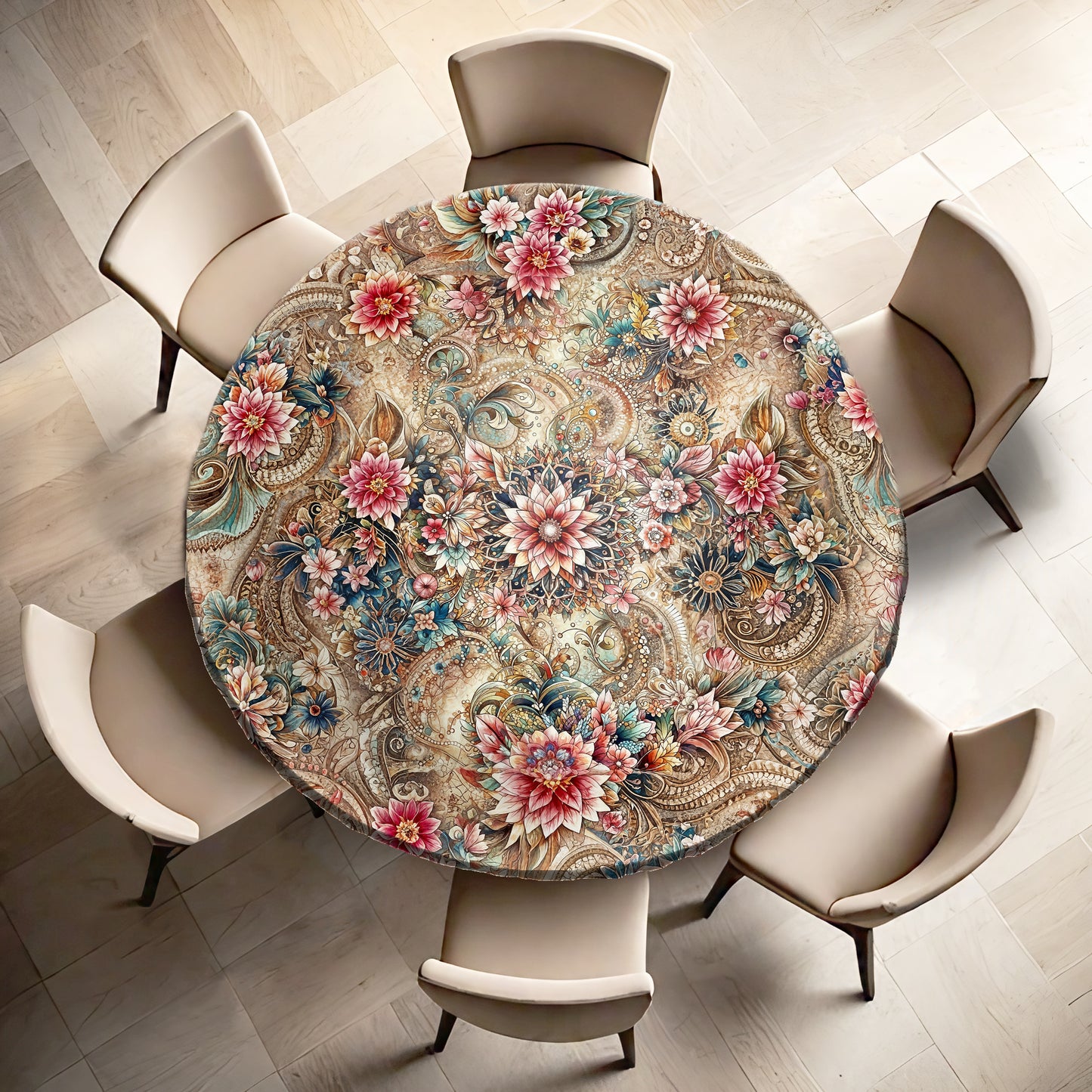 Busy Pattern Round Tablecloth