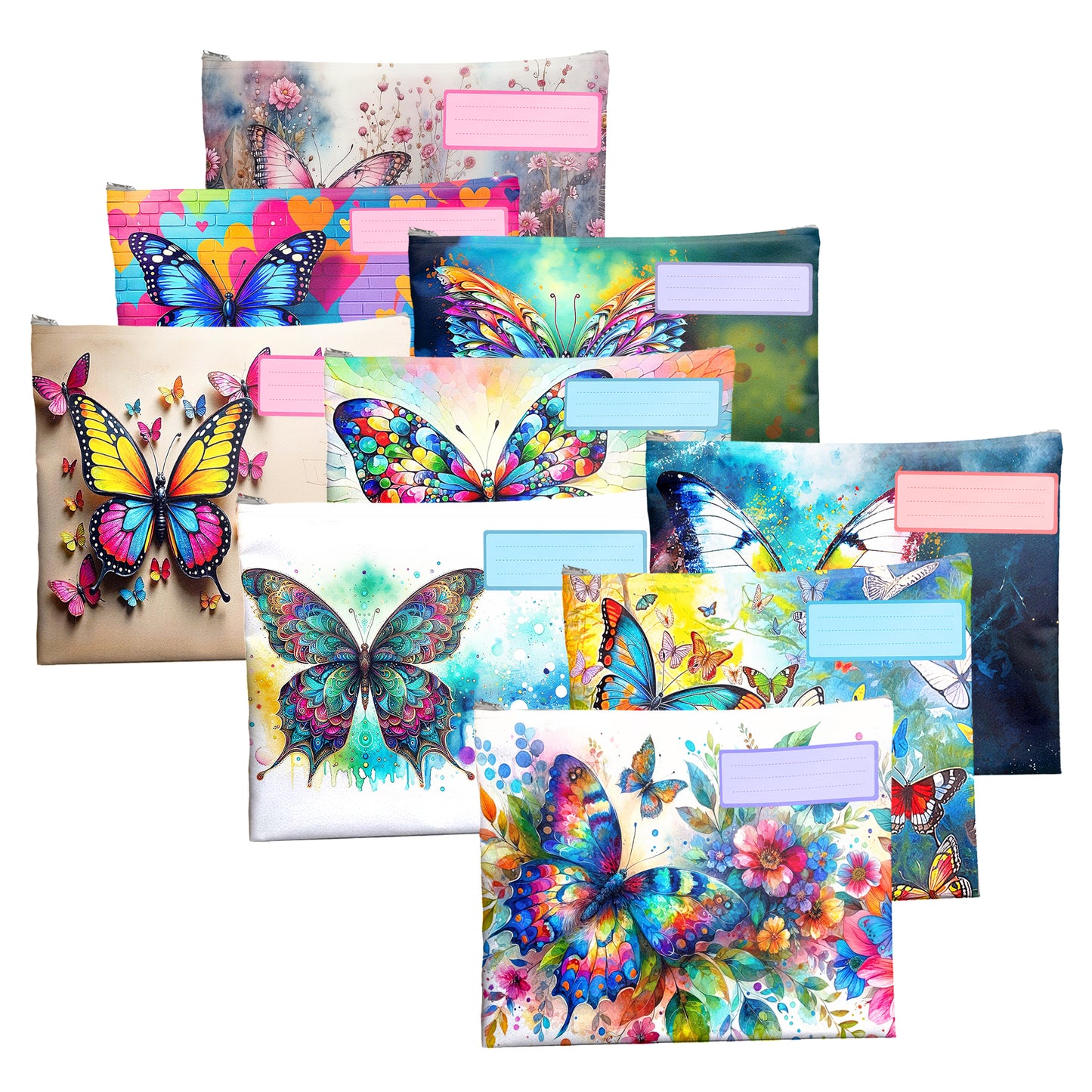 Butterfly Subject Savvy Book Bags Set of 9