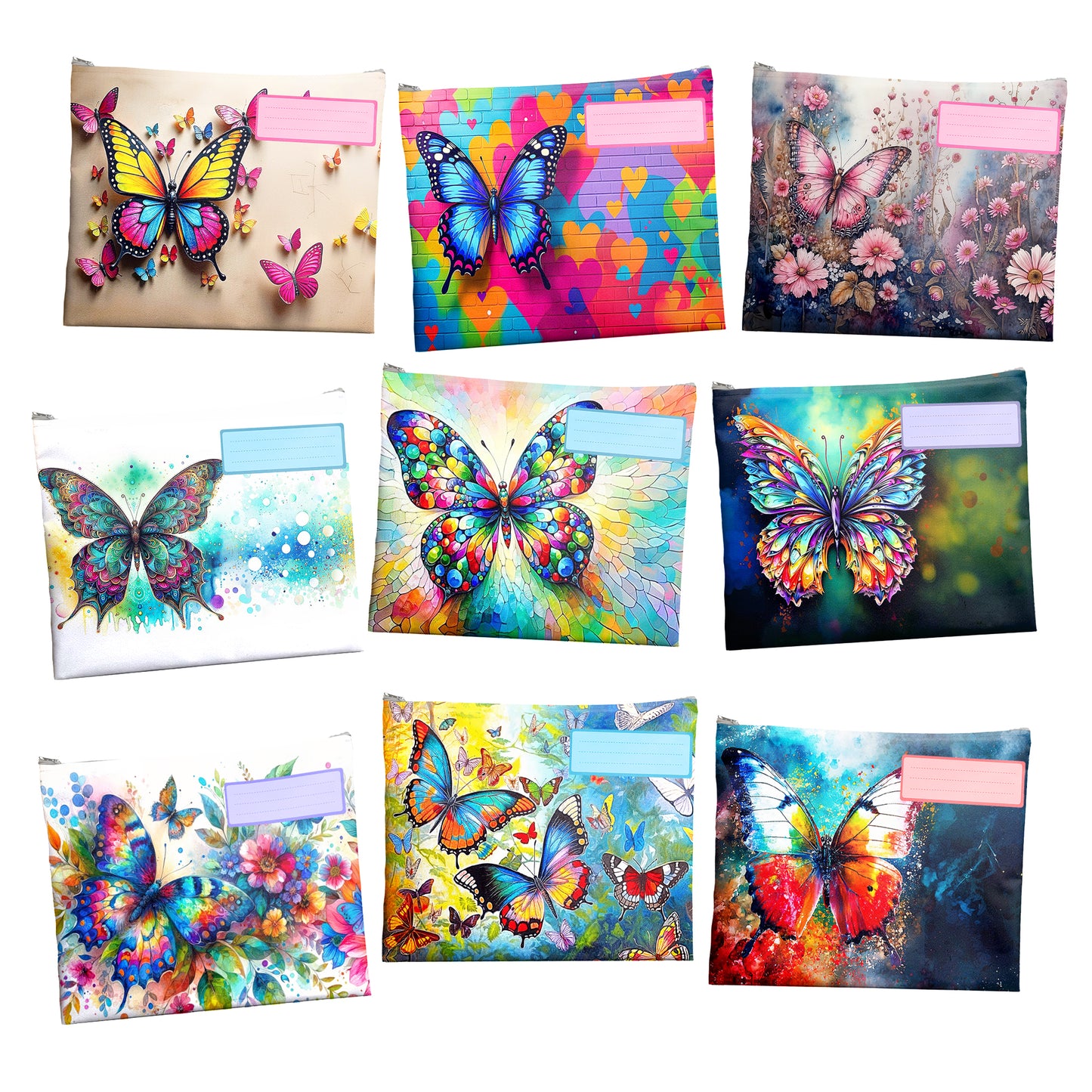 Butterfly Subject Savvy Book Bags Set of 9