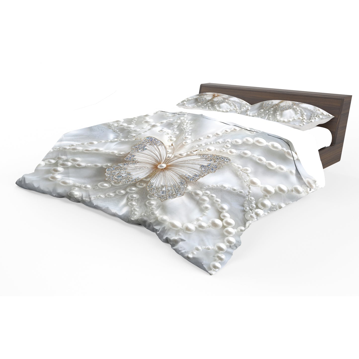 Butterfly White Pearls Duvet Cover Set