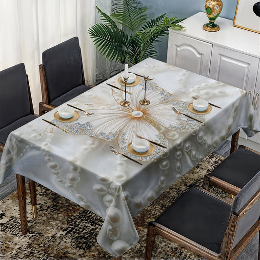 Butterfly White Pearls Rectangle Tablecloth