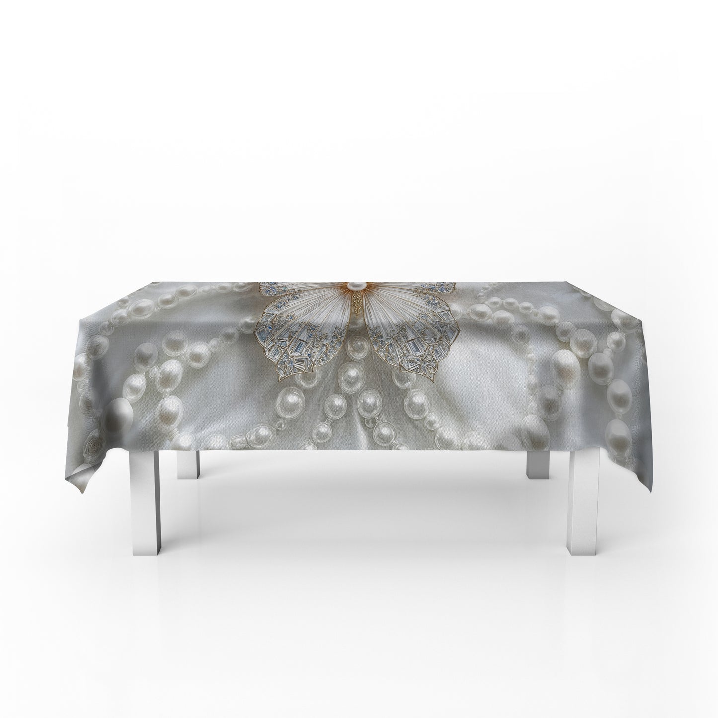 Butterfly White Pearls Rectangle Tablecloth