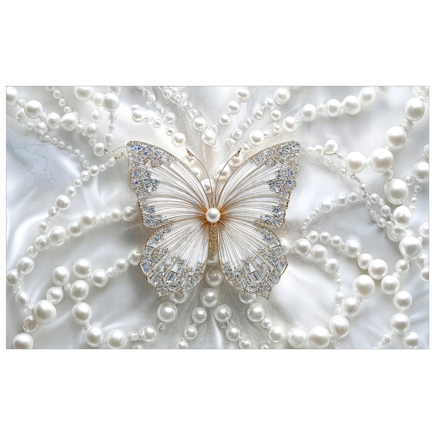 Butterfly White Pearls Rectangle Tablecloth