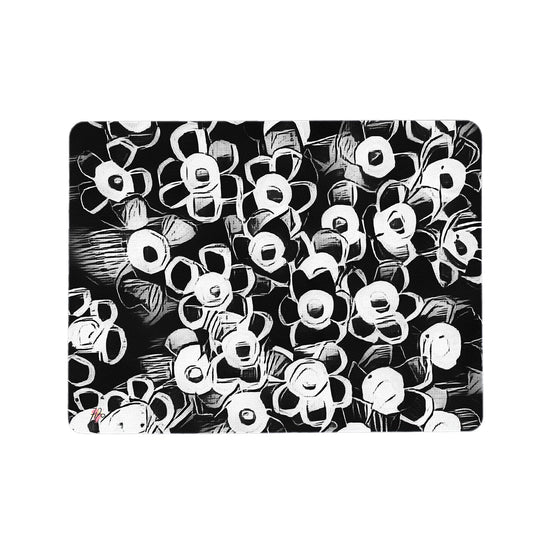 Button Flowers on Black Mouse Pad By Fifo