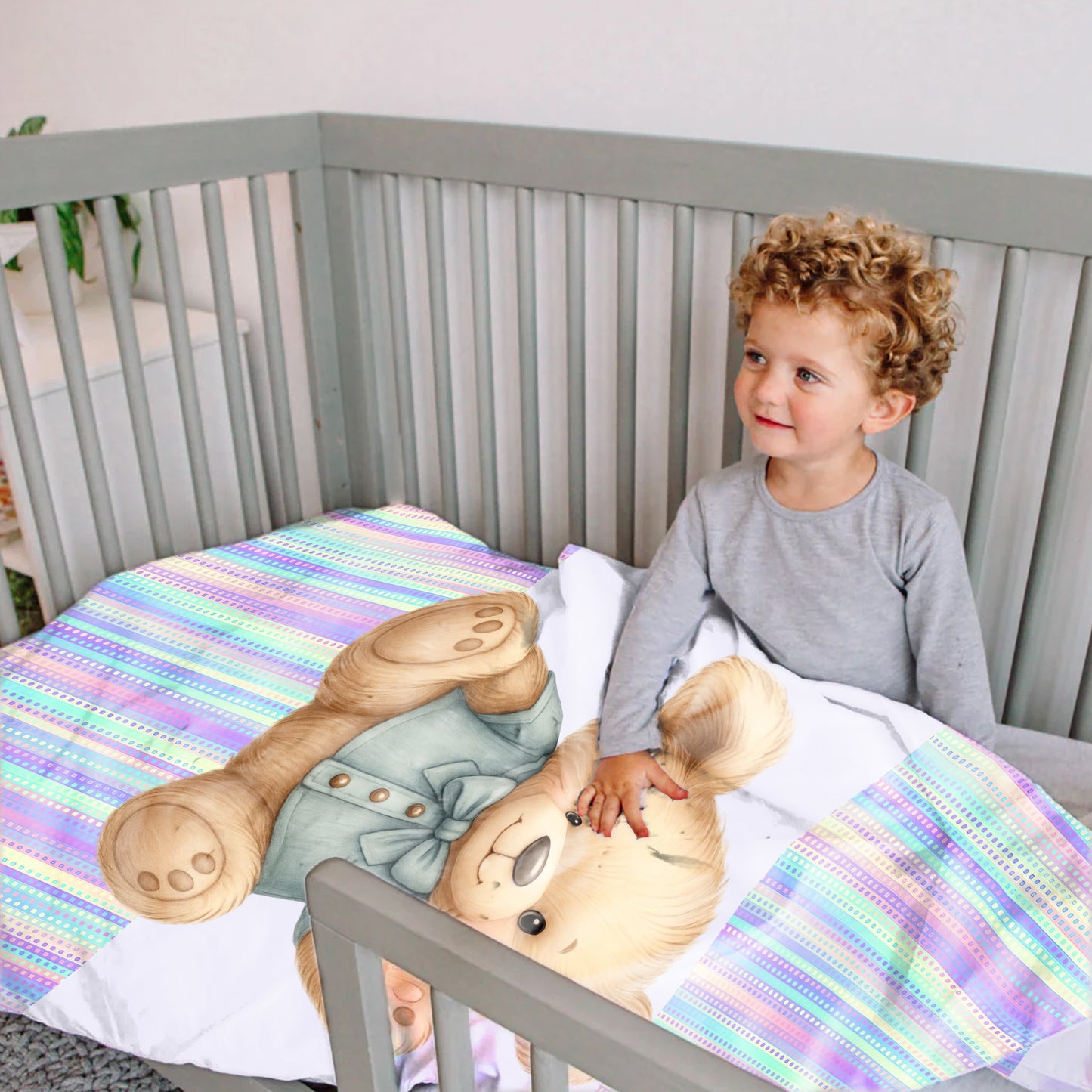 Button Nose Bear Cot Set