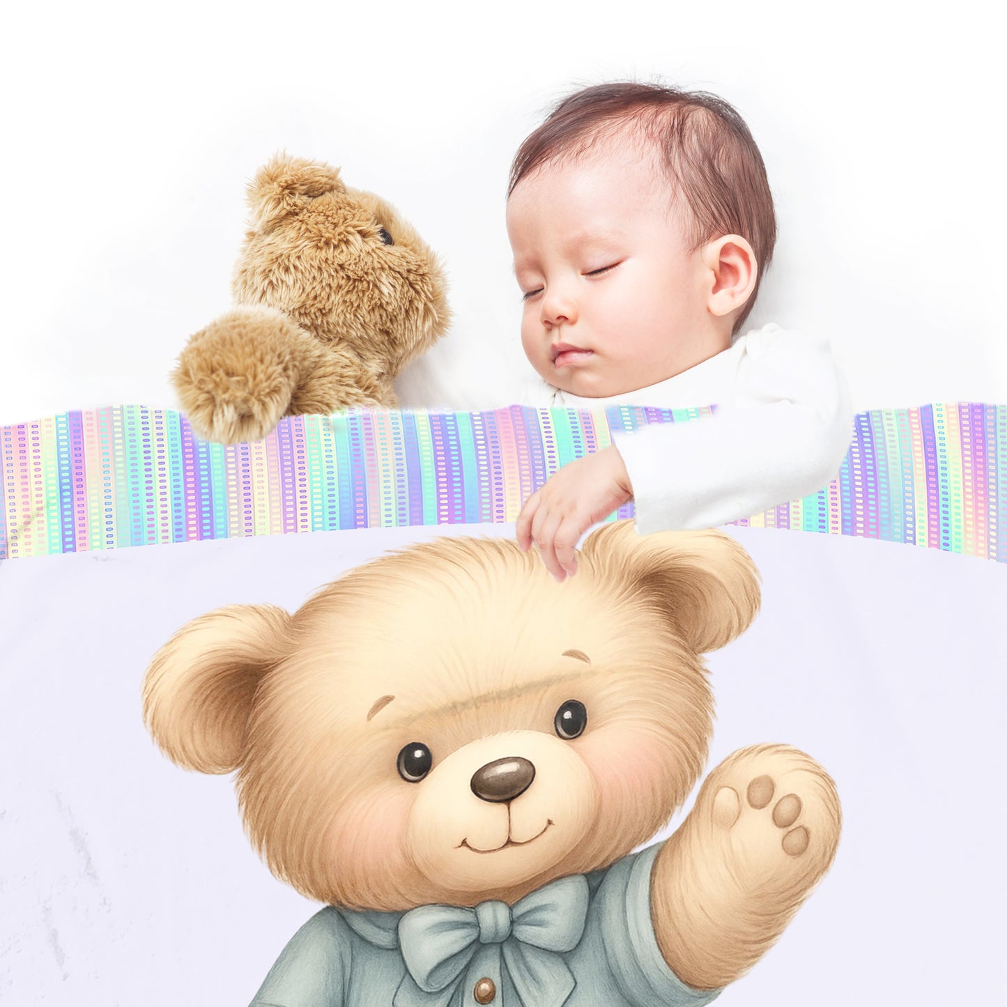 Button Nose Bear Minky Blanket