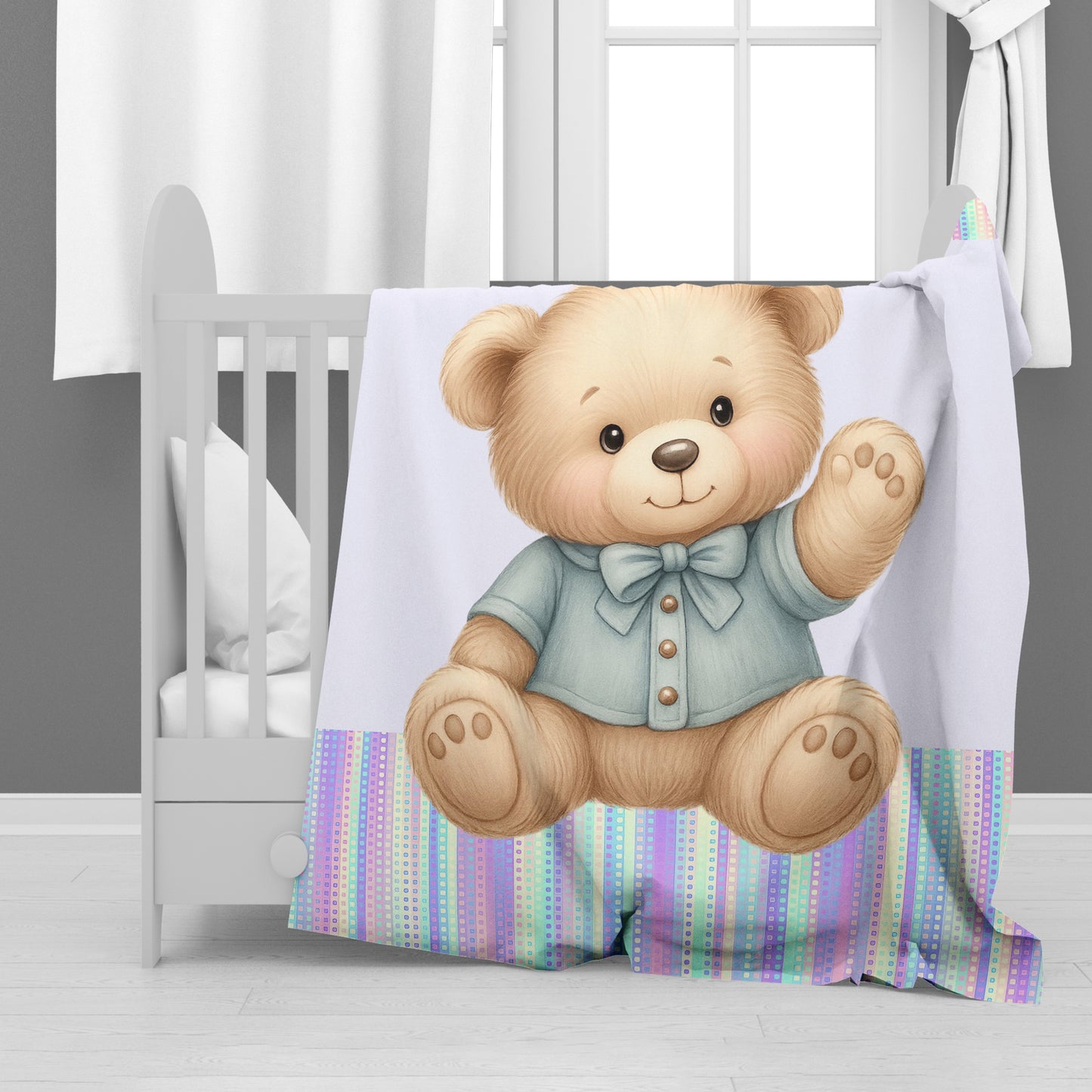 Button Nose Bear Minky Blanket