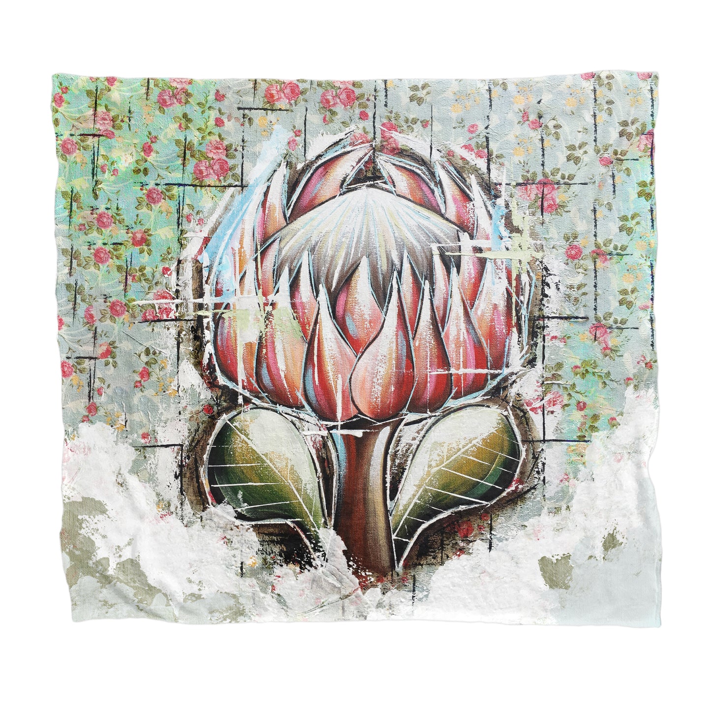 Single Painted Protea Fleece Blanket