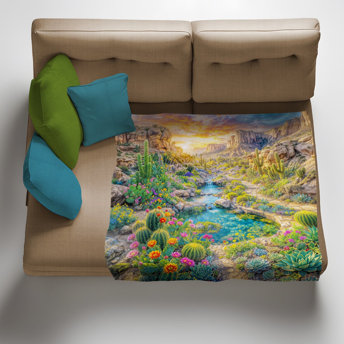 Cactus Field Light Weight Fleece Blanket