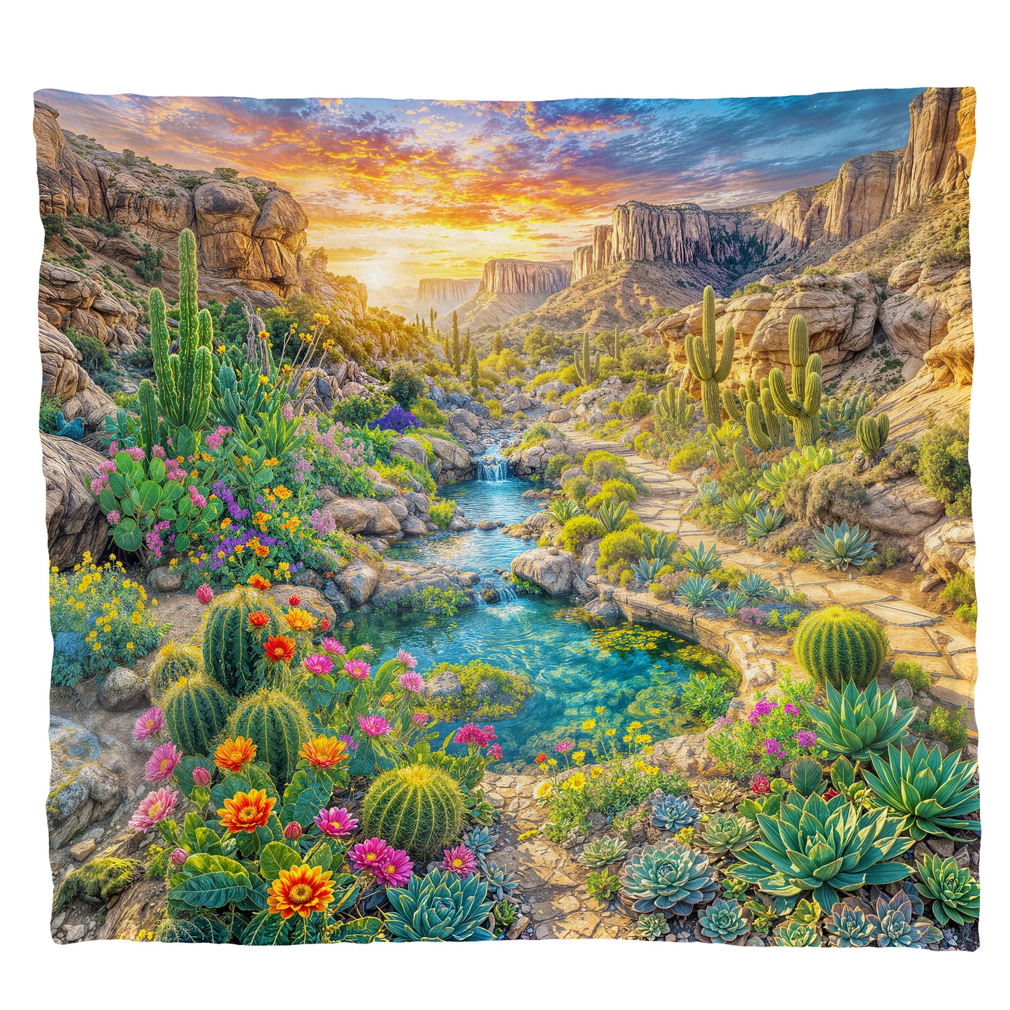 Cactus Field Light Weight Fleece Blanket