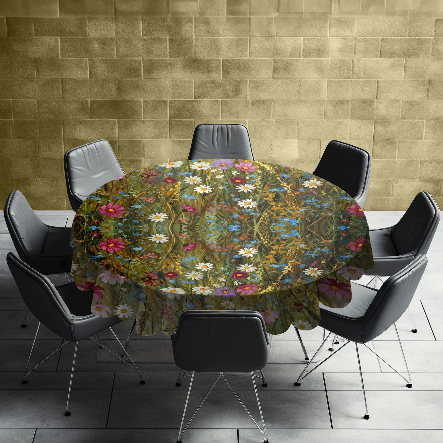 Canvas of Wildflowers Round Tablecloth