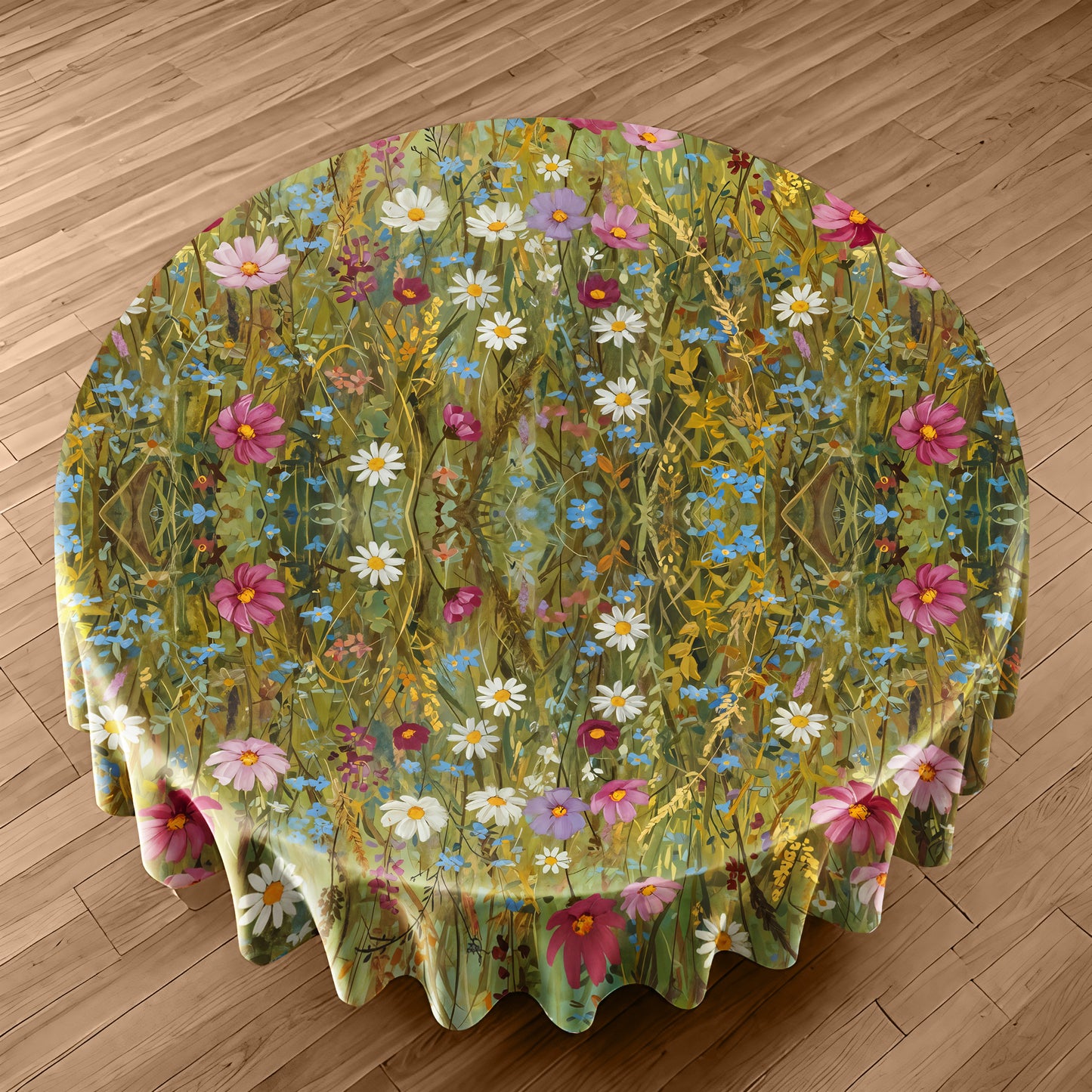 Canvas of Wildflowers Round Tablecloth