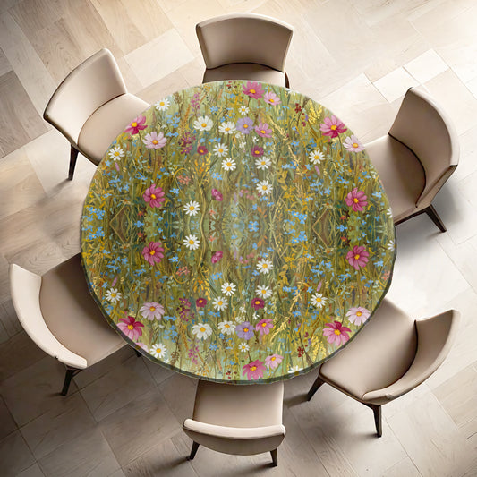 Canvas of Wildflowers Round Tablecloth