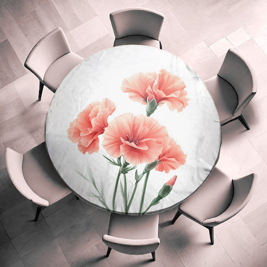 Carnation Flowers Round Tablecloth by Wikus Schalkwyk