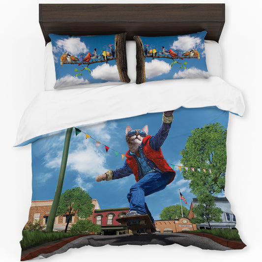 Cat to the Future Duvet Cover Set By Vincent Hie