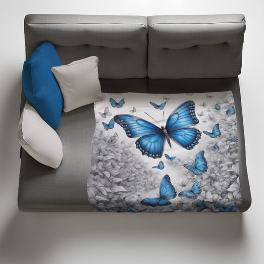 Cerulean Symphony Butterflies Light Weight Fleece by Nathan Pieterse