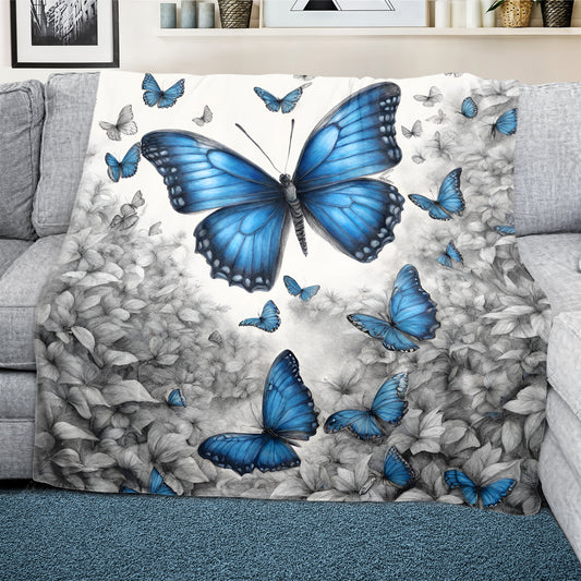 Cerulean Symphony Butterflies Light Weight Fleece by Nathan Pieterse
