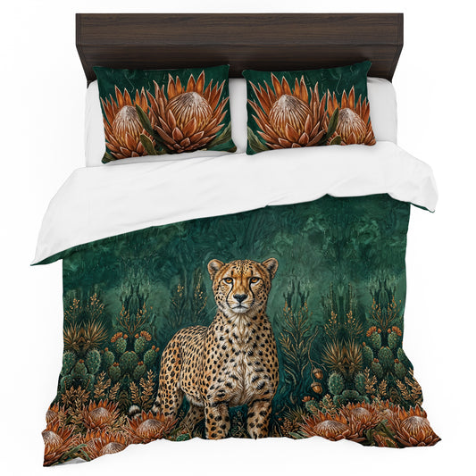 Cheetah Protea Tapestry Duvet Cover Set