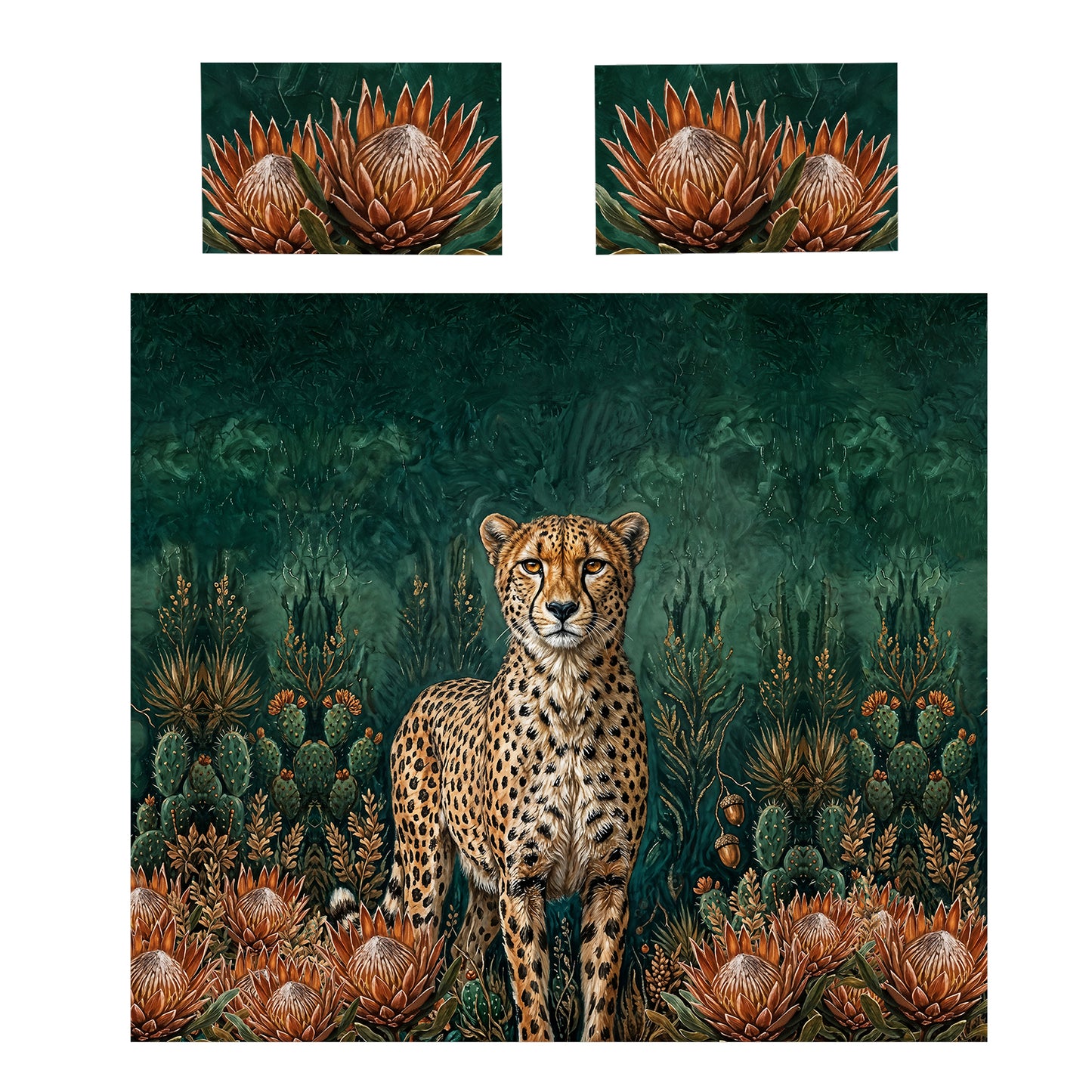 Cheetah Protea Tapestry Duvet Cover Set