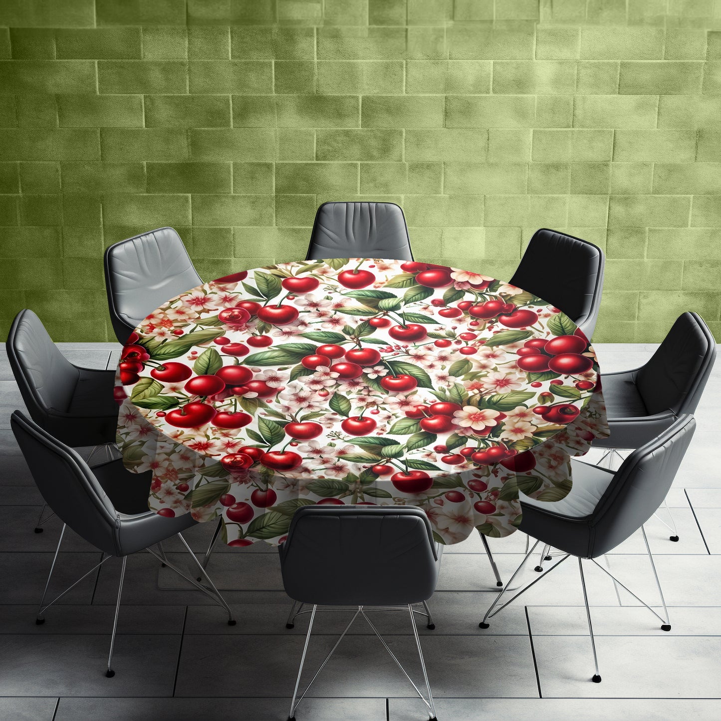 Cherries Round Tablecloth